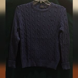 Ralph Lauren Blue Crewneck Cable Knit Sweater